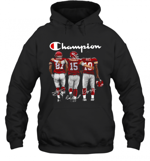 Champion Kansas City Chiefs Kelce 87 Mahomes 15 Hill 10 Signatures Hoodie