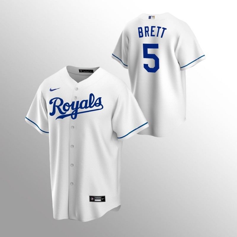 Men’S Kansas City Royals George Brett #5 White   Home Jersey – All Stitched, Embroidery