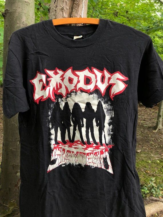 Rare Vintage 1985 Exodus Bonded Blood Tour Thrash Slayer Kreator Metallica Black Shirt