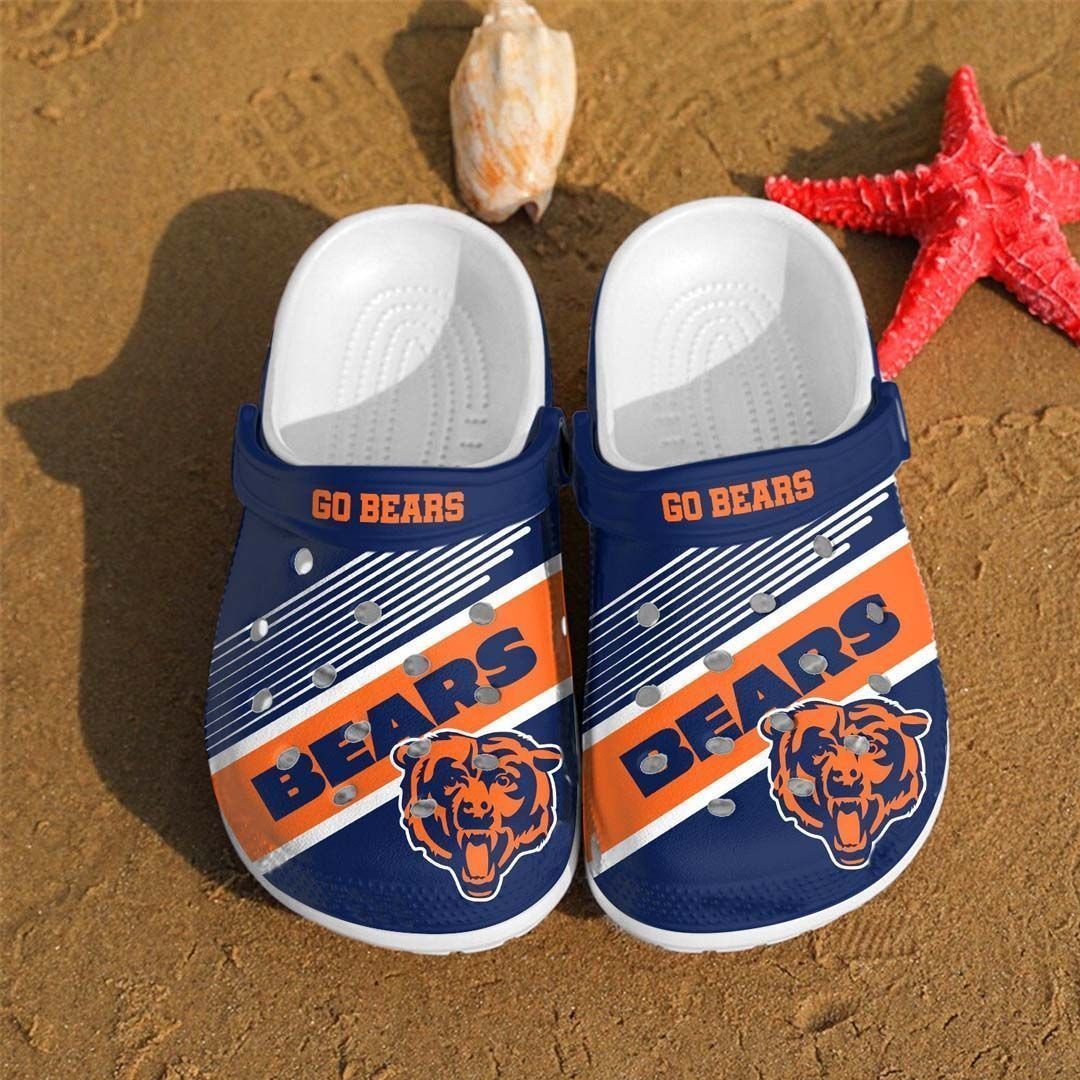 Chicago Bears Go Bears Crocs Crocband Clog Comfortable Water Shoes In Navy