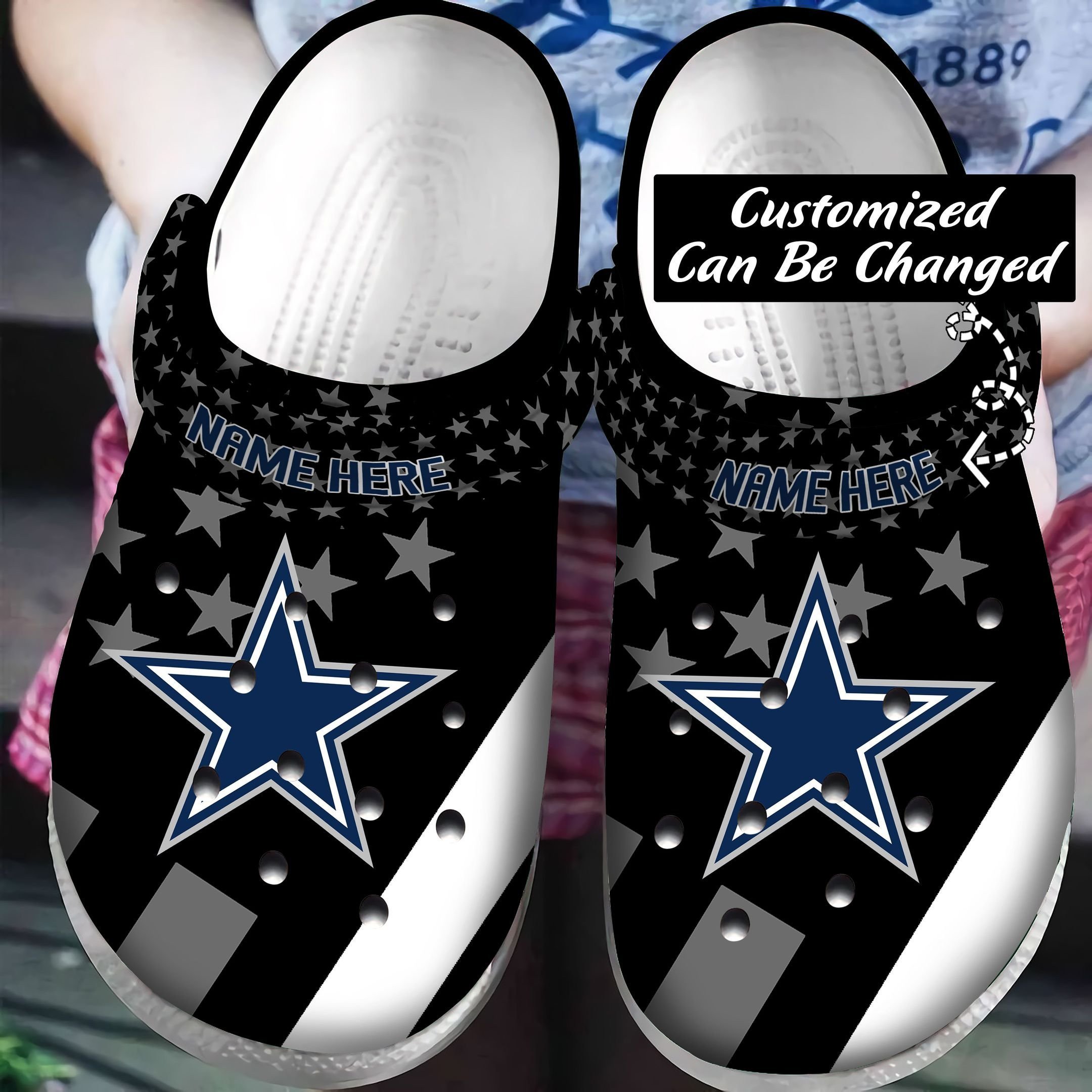 Football Dallas Cowboys Star New Custom Name Crocs Crocband Clog Comfortable Water Shoes