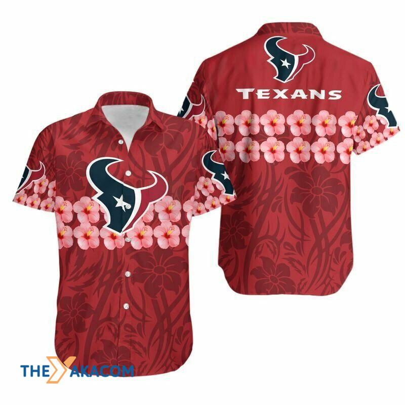 Houston Texans Hibiscus Gift Nfl Short Sleeve Hawaiian Shirt - Funnymugsandshirts Fashion