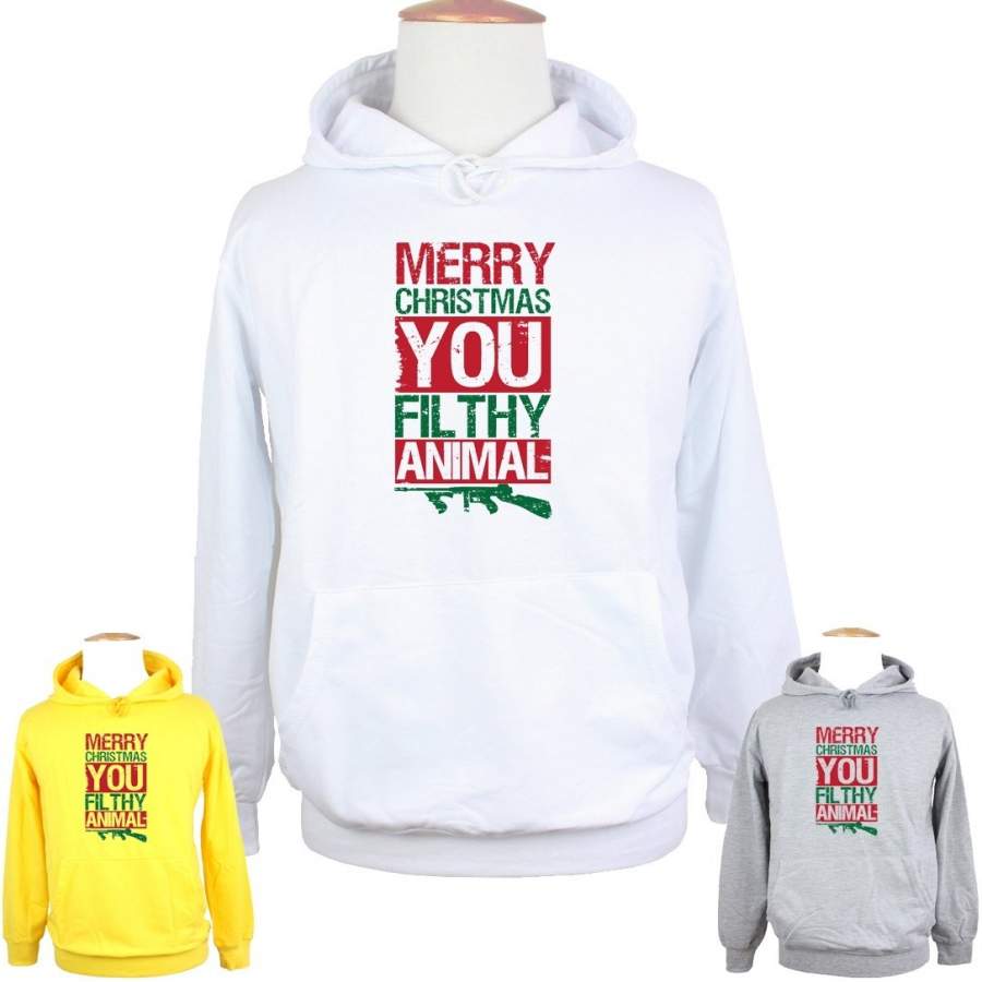 Merry Christmas Ya Filthy Animal Guns Design Sweatshirt Hoodie Tops For Boy Men Women Girl