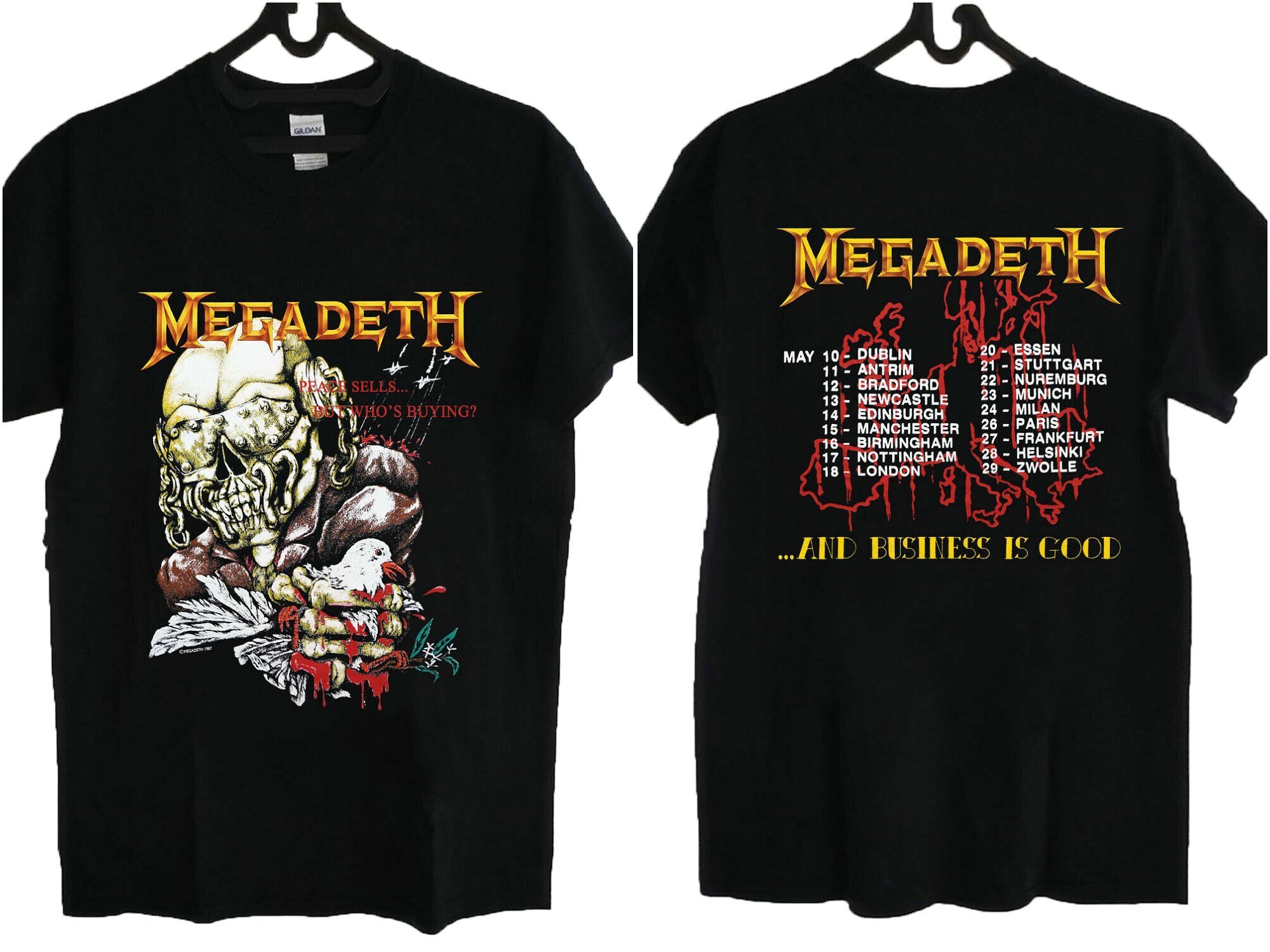 Vintage Megadeth 1986 Peace Sells and Business is Good Tour T-Shirt S-3XL