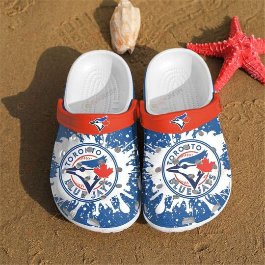 Toronto Blue Jays Splatter Pattern Crocs Classic Clogs Shoes In Blue – Aop Clog