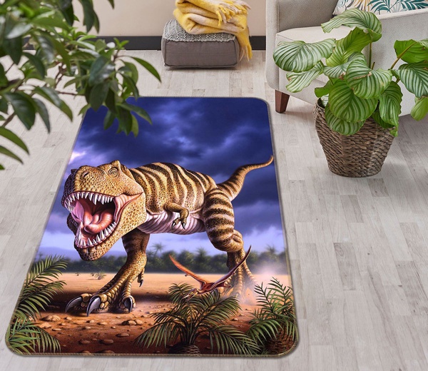 3D Brown Rex Dino Animals Area Rug Home Decor