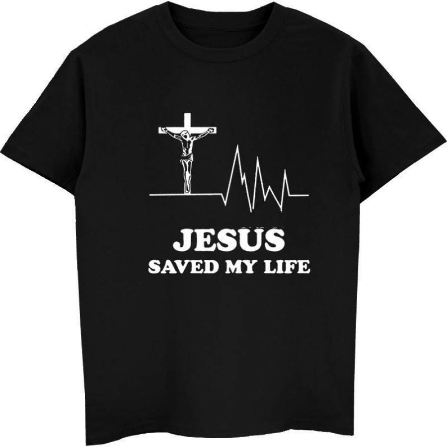 Mens ‘S Fashion T-Shirt Jesus Saved My Life T Shirt Christian Bible Church God Catholic Vintage Cotton Soft Style Premium(S-Xxxl)