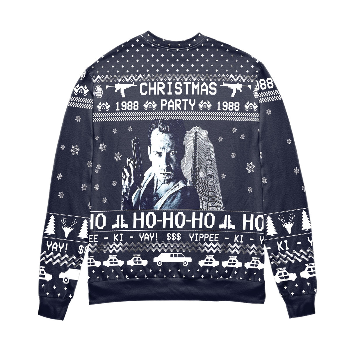 Die Hard Yippee Ki Yay Christmas Party Snowflake Pattern Ugly Christmas