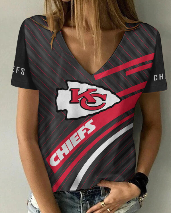 Kansas City Chiefs Summer V-Neck Women T-Shirt Bg334