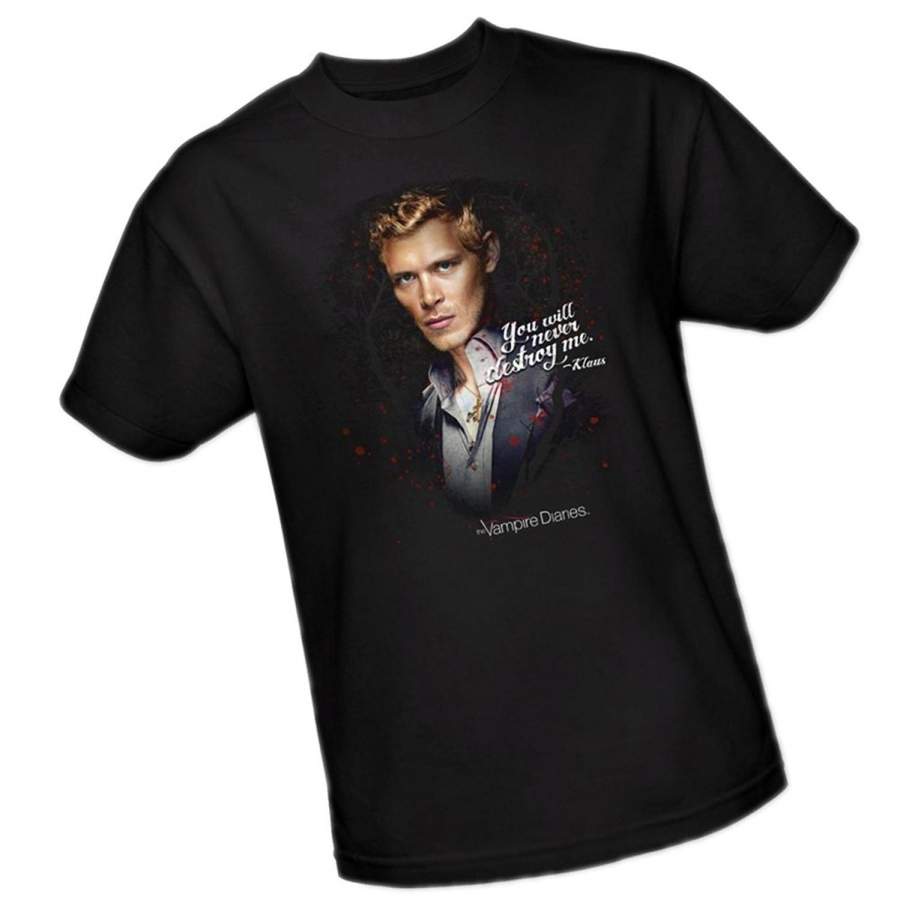 “You Will Never Destroy Me.” Klaus The Vampire Diaries Adult T-Shirt