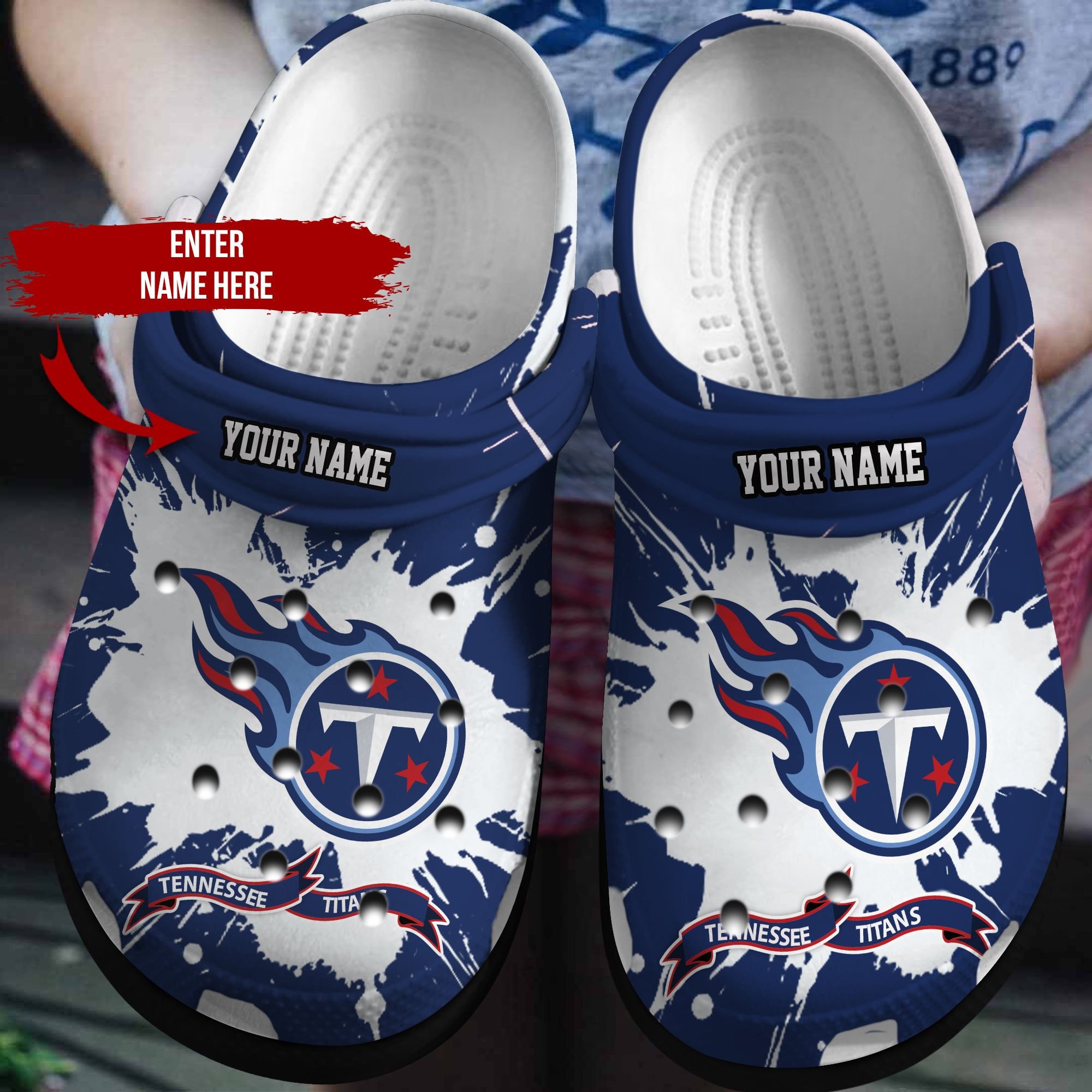 Tennessee Titans Custom Name Crocs Crocband Clog Comfortable Water Shoes