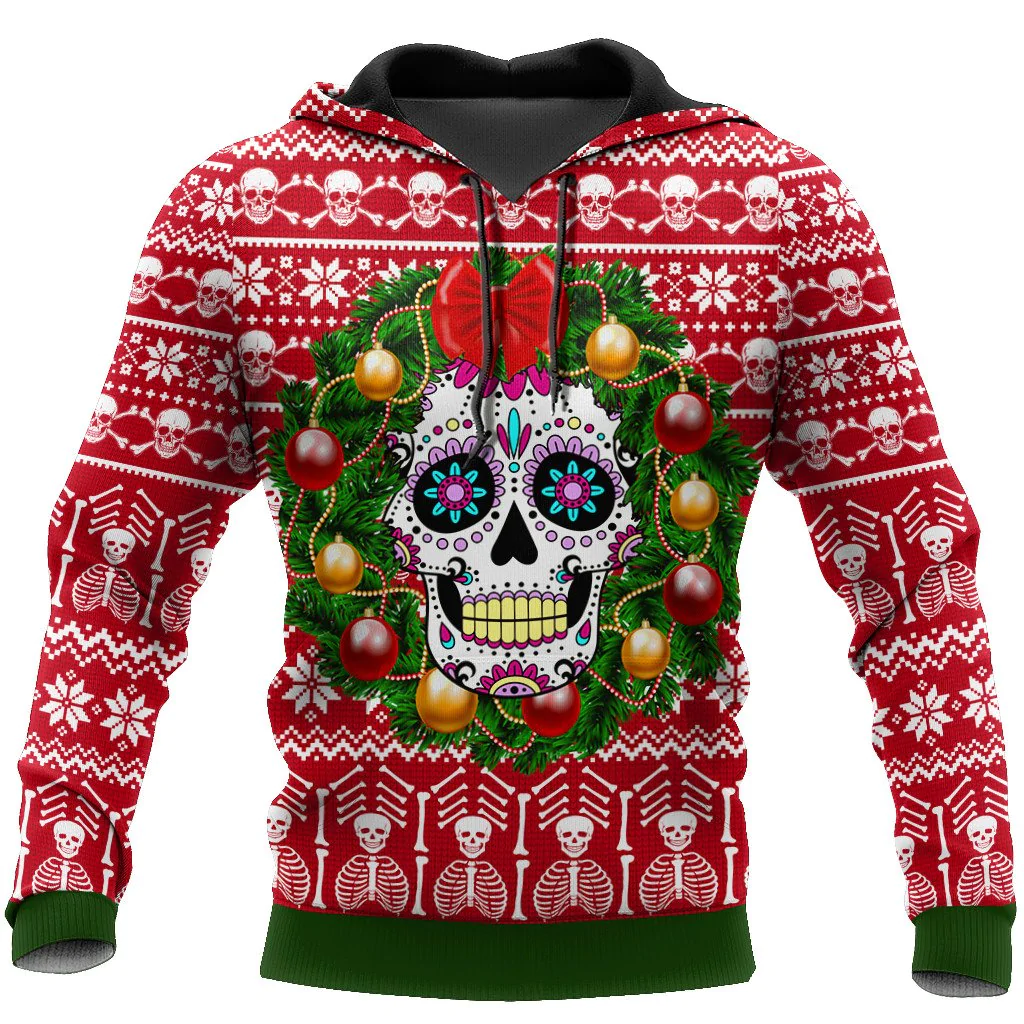 Skull Merry Christmas Hoodie For Men And Women, Skull Christmas Clothing, Skull Hoodie For Noel Christmas