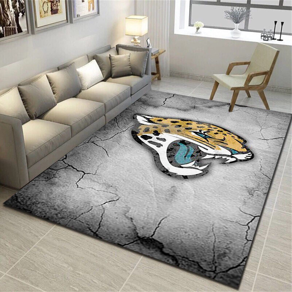 Jacksonville Jaguars Area Rug, Football Team Living Room Bedroom Carpet, Sports Floor Mat