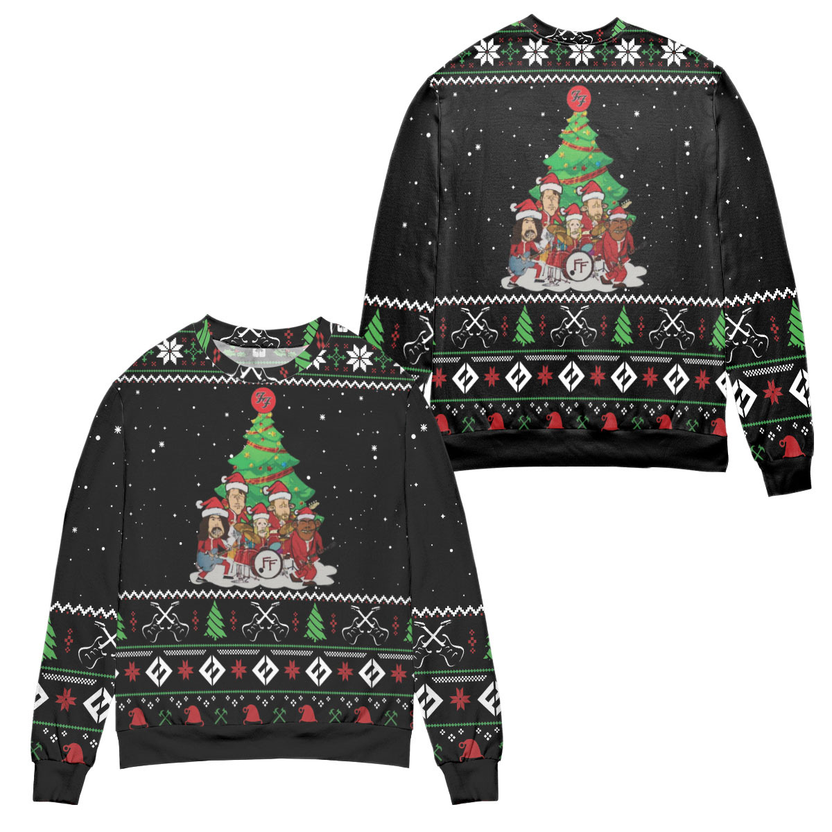 The Foo Fighters Band Music Chibi Ugly Christmas Sweater – All Over Print 3D Sweater