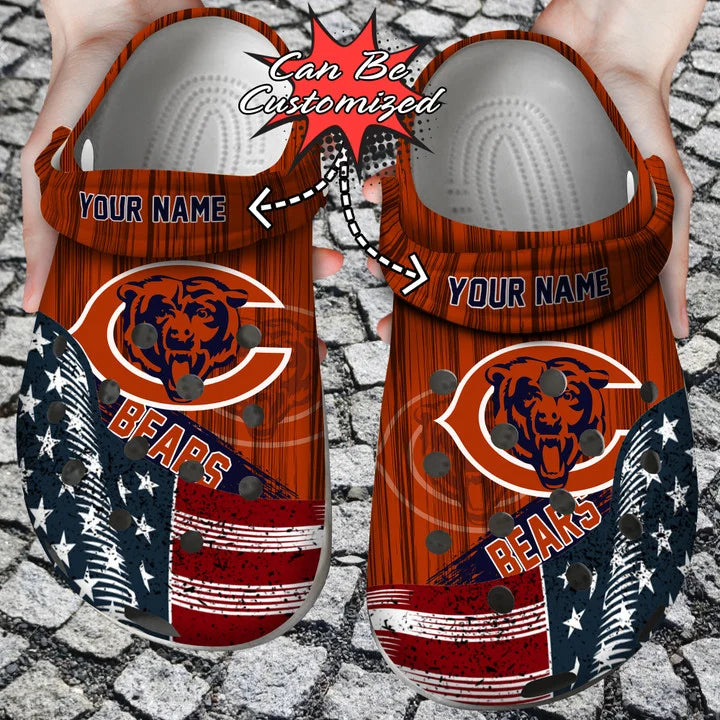 Custom Crocs – Us Flag Chicago Bears New Crocs Clog Shoes