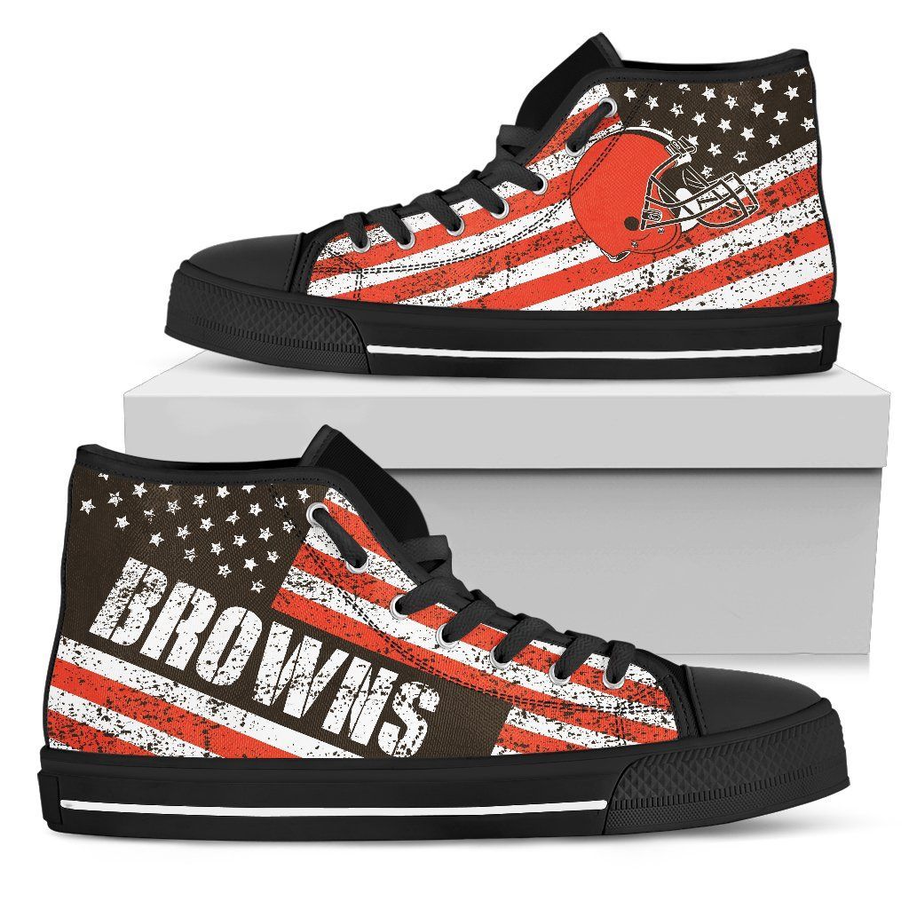 Us Flag Cleveland Browns High Top Shoes