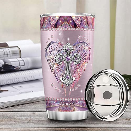 20Oz Printed Faith Jewelry Style Christian Gifts Stainless Steel Tumbler Cup With Lid, Double Wall Vacuum Thermos Insulated Travel Coffee Mug