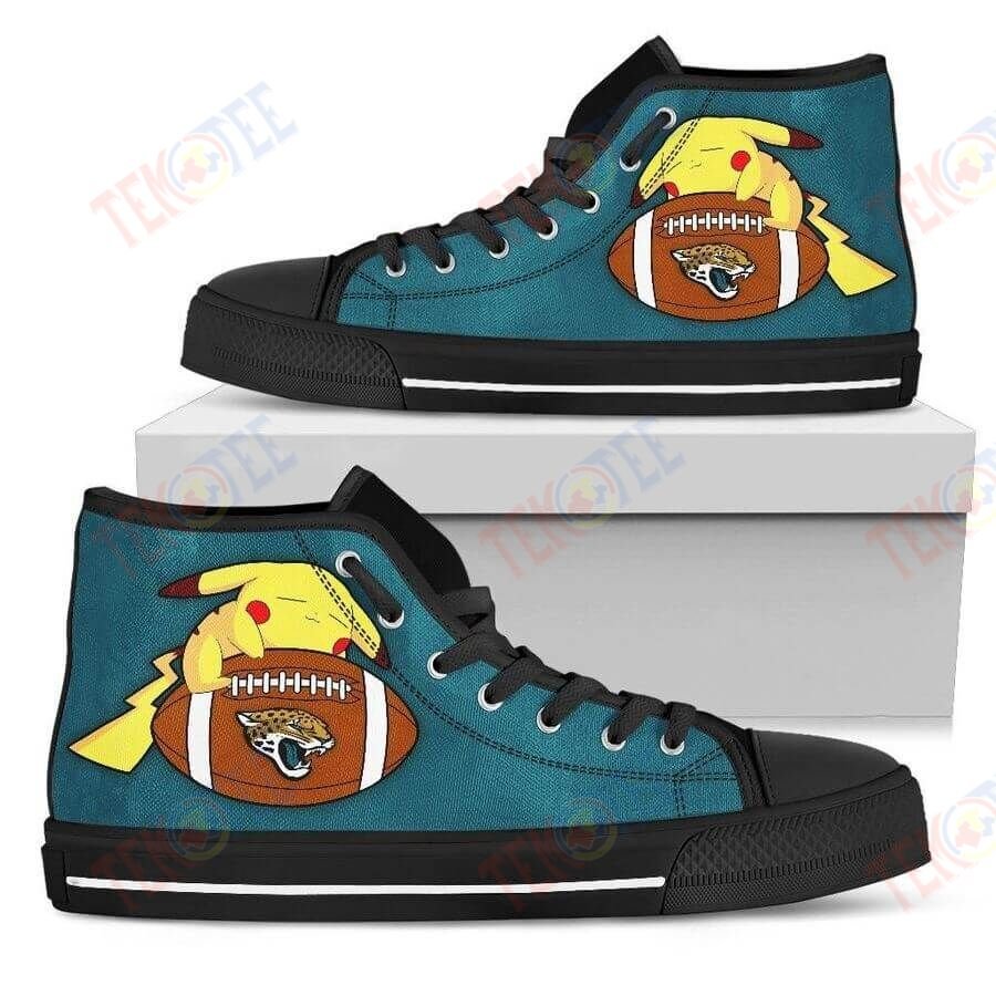 Mens Womens Pikachu Laying On Ball Jacksonville Jaguars High Top Shoes TMT358