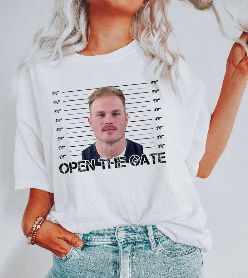 Open The Gate Mugshot, Zach Mugshot Shirt, Bryan Mugshot, In Zach We Trust, Something In The Orange, Free Zach Bryan, Mugshot Shirt