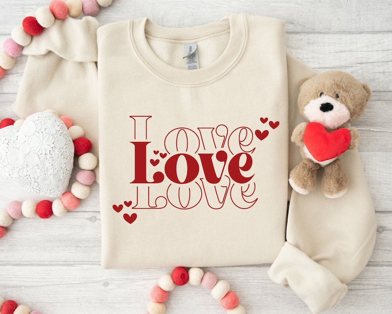 Love Valentine’s Day Sweatshirt, Valentine Couple Sweatshirt, Valentine’s Day Shirt, Happy Valentine’s Day Shirt, Valentine’s Day Shirt