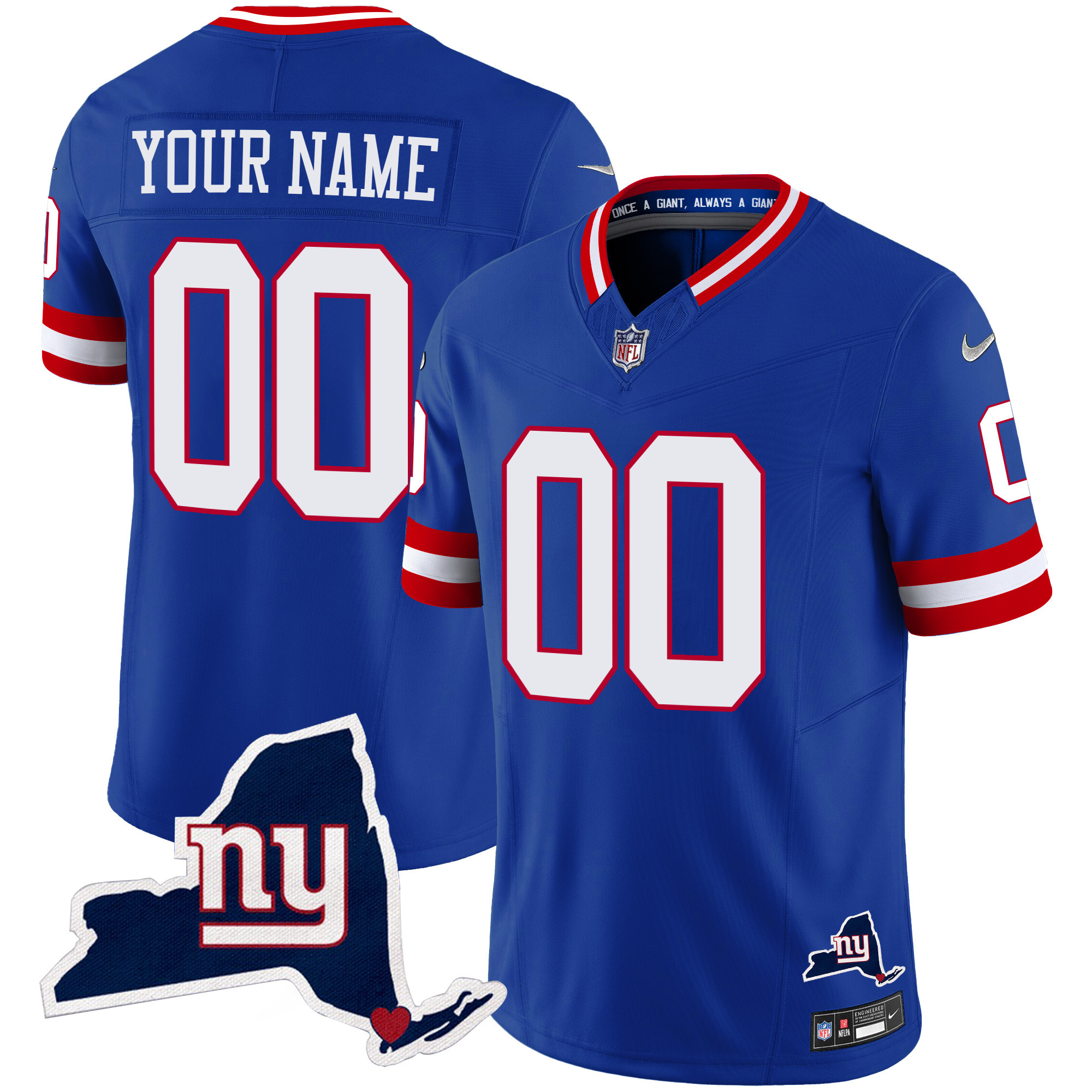 Giants New York State Map Patch Limited Custom Jersey V2 – All Stitched