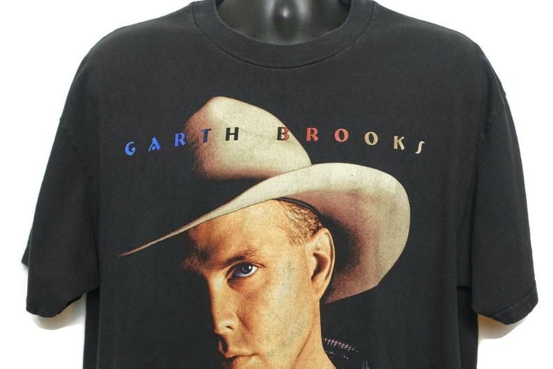 1998 Garth Brooks Vintage T Shirt – Fresh Horses Tour – Big Face Cowboy Hat 2 Sided 90s Concert Band Tee T-Shirt