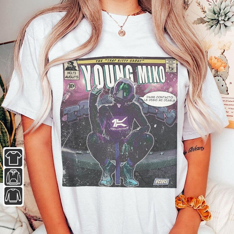 Young Miko Comic Shirt, 90S Vintage Merch Book Art Trap Kitty Album Trap Kitty World Tour 2023 Graphic Tee Gift For Fan