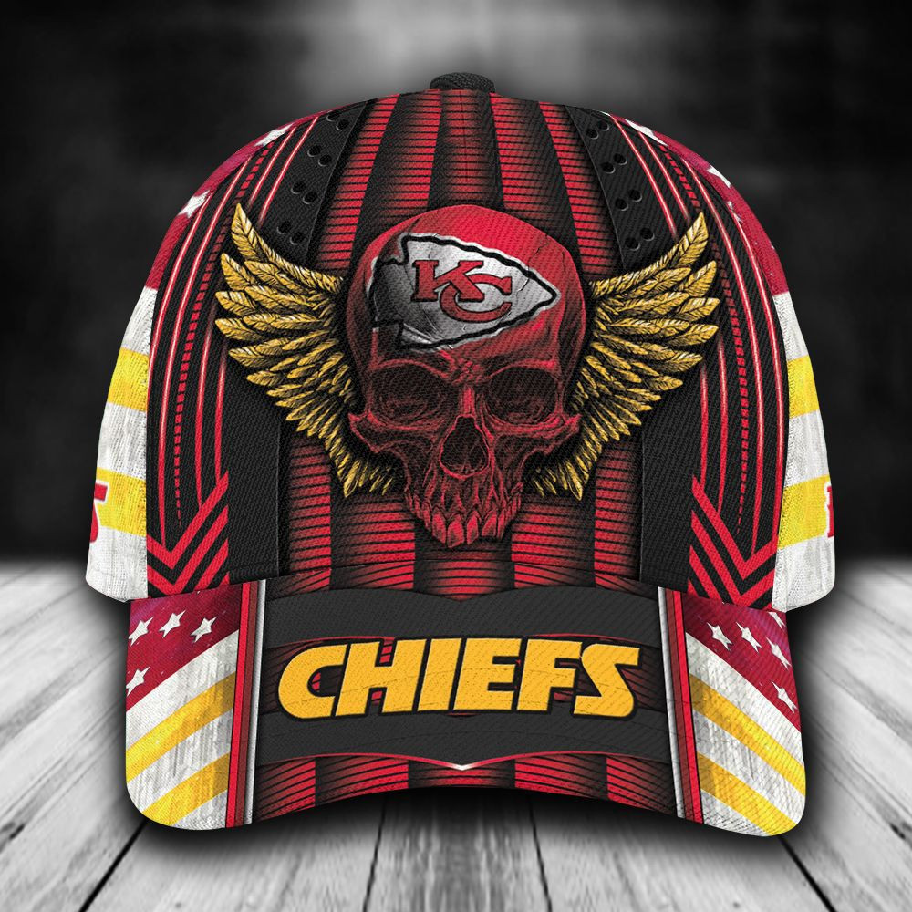 Personalized Kansas City Chiefs Skull Wings All Over Print 3D Baseball Cap