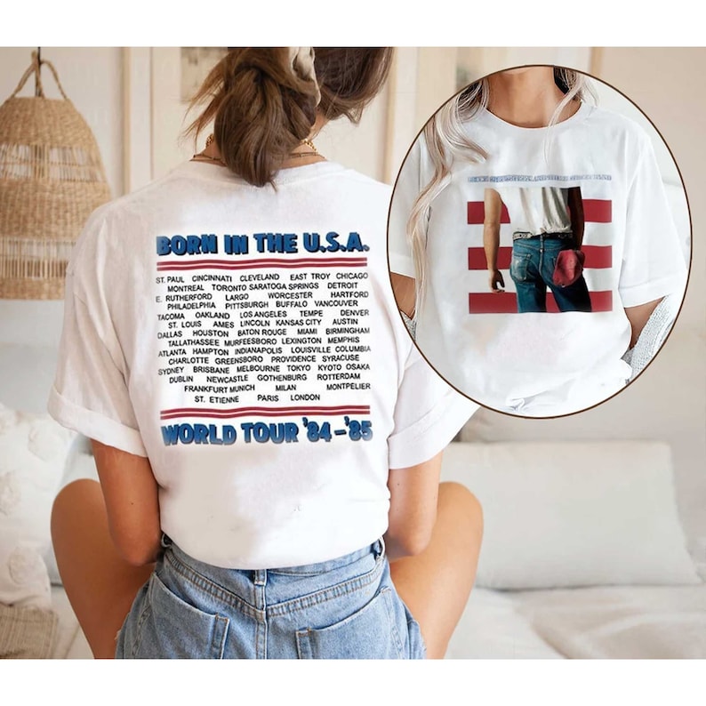 Bruce Springsteen Born In The Usa World Tour ’84-’85 2 Sided T-Shirt, Bruce Springsteen Shirt