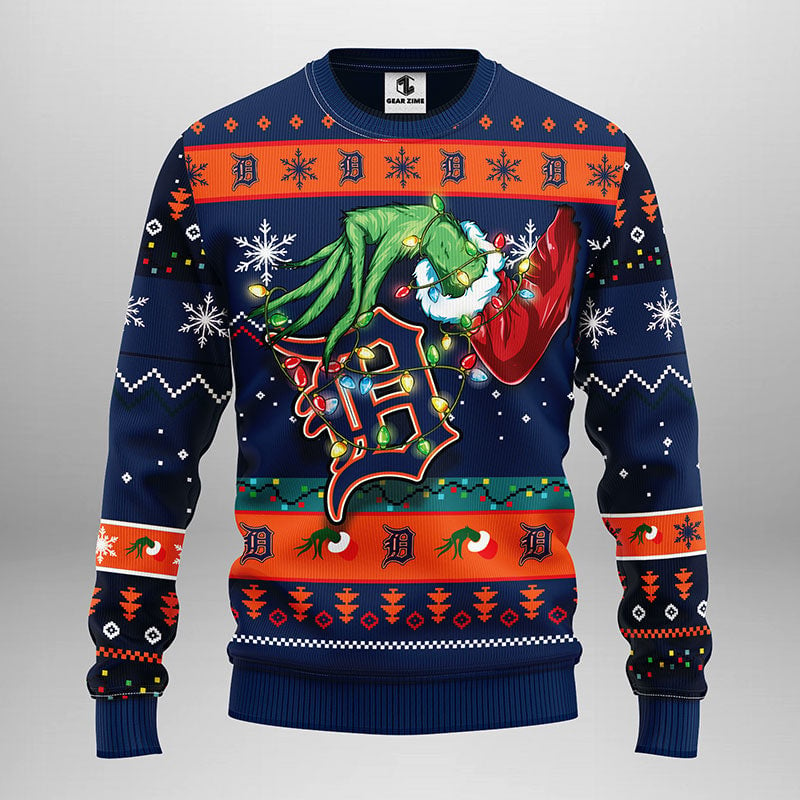 Detroit Tigers Grinch Ugly Christmas Sweater