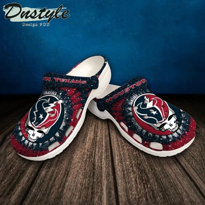 Houston Texans Skull Pattern Crocs Classic Clogs Shoes In Blue & Red