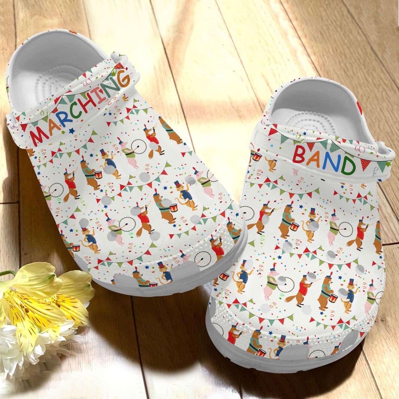 Marching Band Personalized Clog, Custom Name, Text Cute Animal Marching Band, Fashion Style For Women, Men, Kid, Print 3D