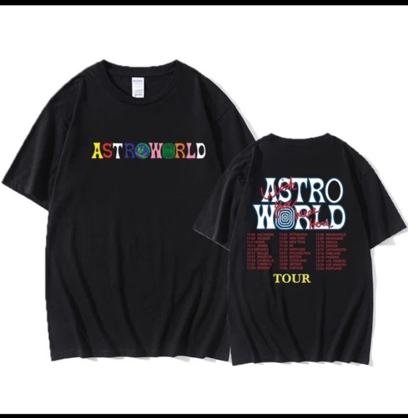 Astro World Tour T-Shirt Men Cotton Letter Print T-Shirt Hip Hop Streetwear Kanye West Astro World T-Shirt