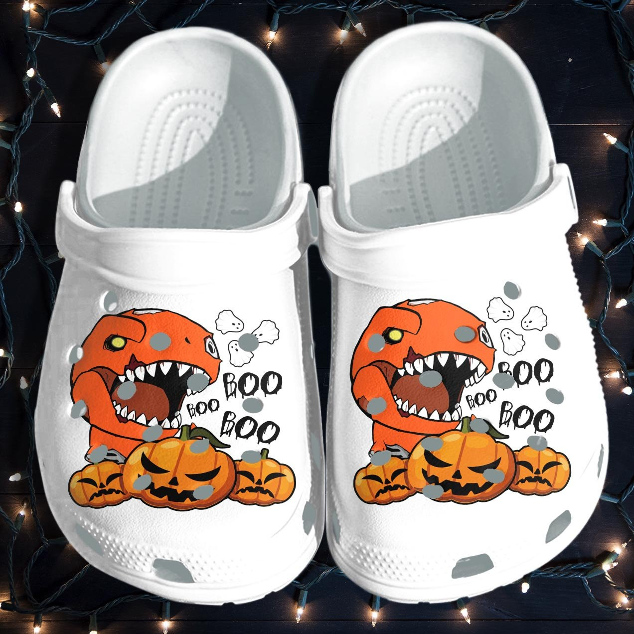 Dinosaur Robot And Scary Pumpkin Shoes Clog Halloween Crocss Crocband Clog