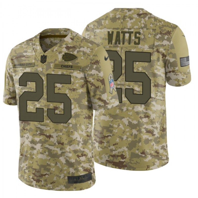 Men Armani Watts Kansas City Chiefs Camo 2018 Salute To Service Jersey – All Stitched, Embroidery