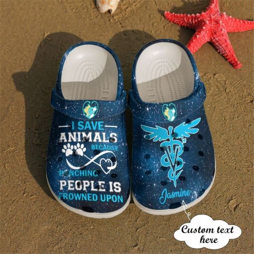 Vet Tech Personalized I Save Animals Sku 2593 Personalized Name Clog Shoes