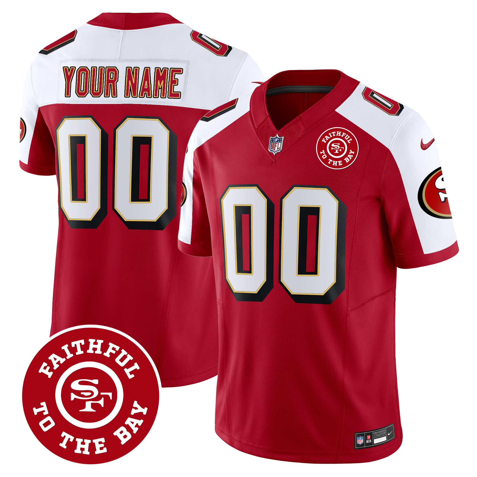 49Ers Throwback Faithful To The Bay Patch Vapor Limited Custom Jersey – All Stitched