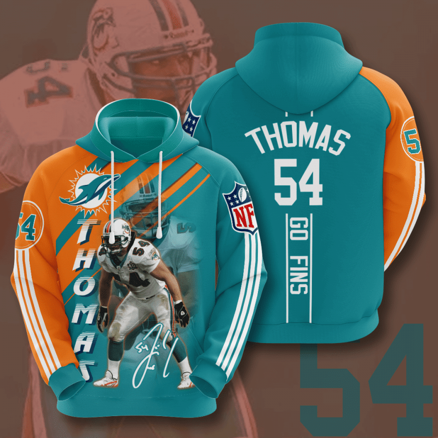 Miami Dolphins Zach Thomas 52 Unisex 3D Hoodie Gift For Fans