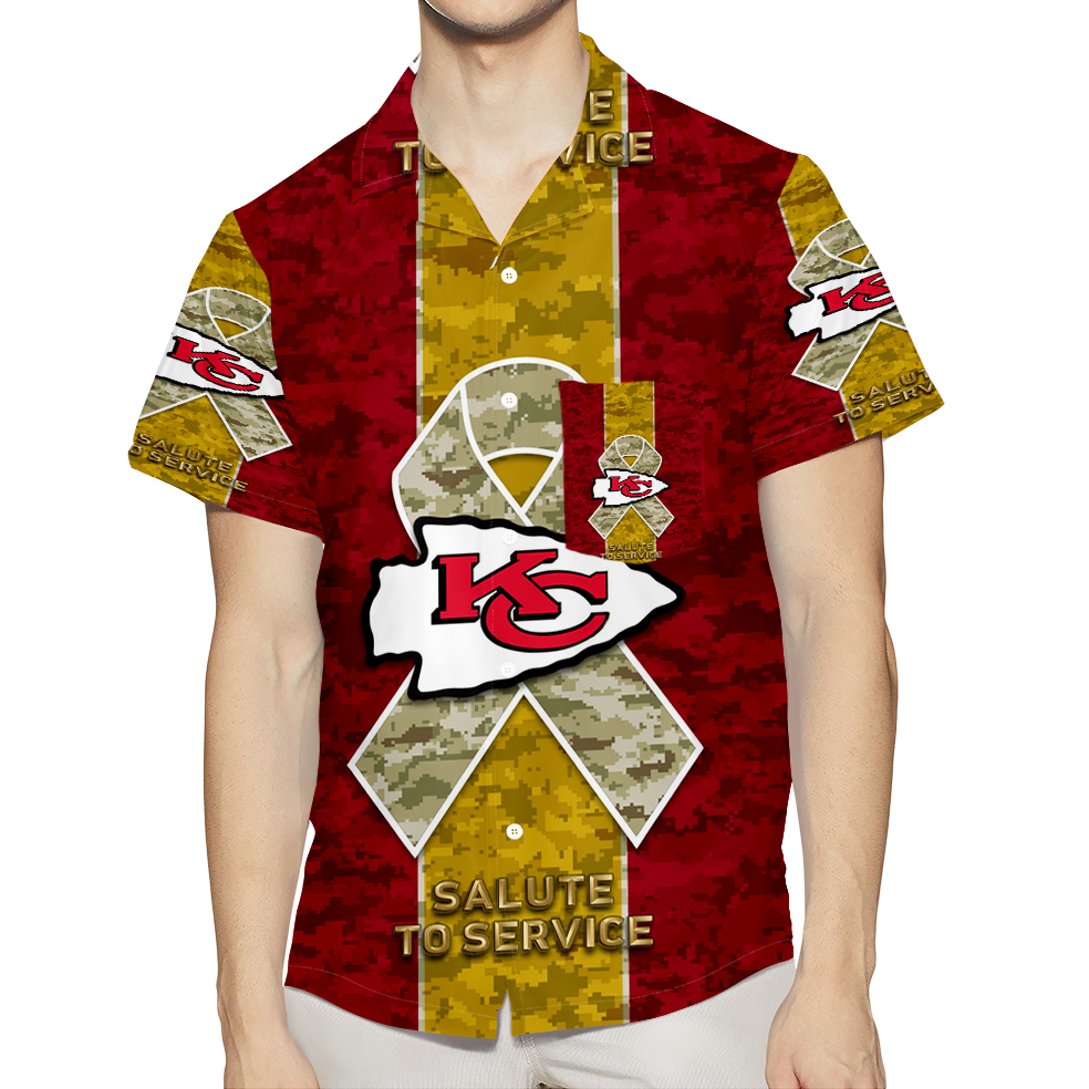 Kansas City Chiefs Emblem Camo 3D All Over Print Summer Beach Hawaiian Shirt With Pocket