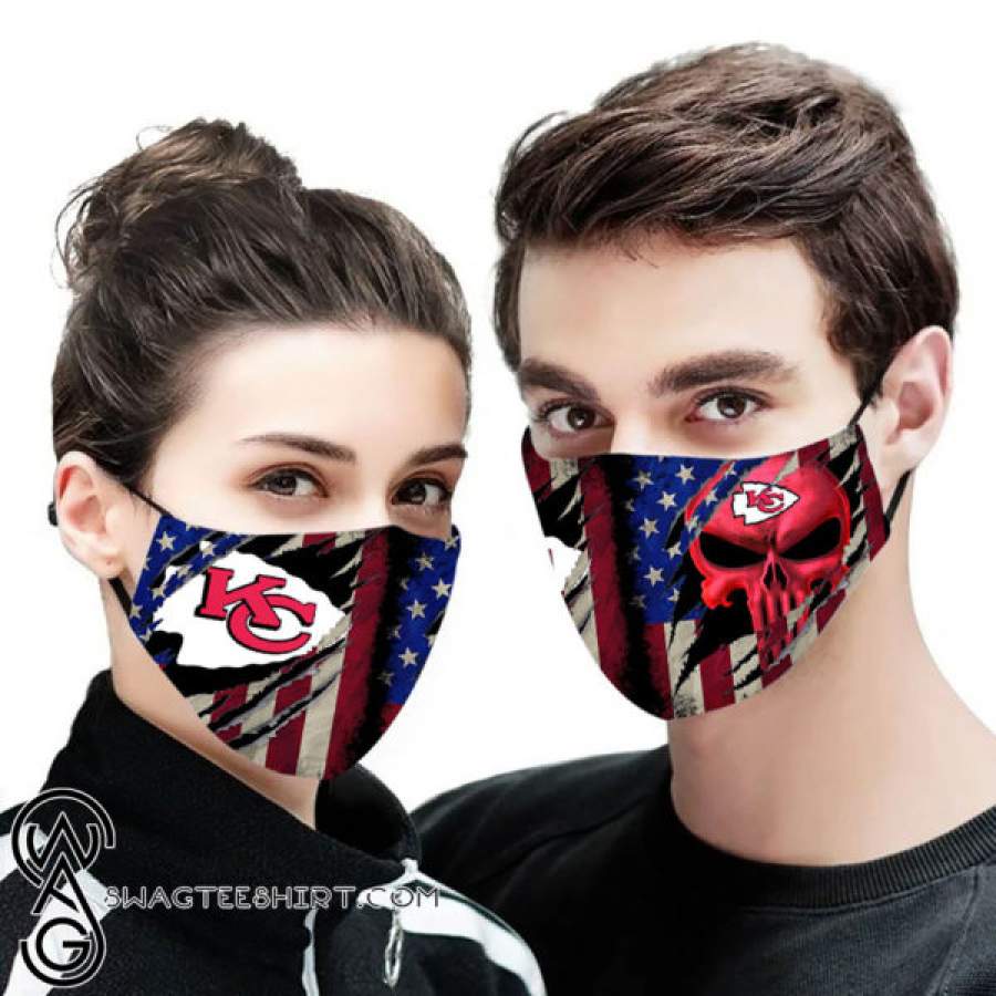 Kansas city chiefs american flag all over printed face mask – maria