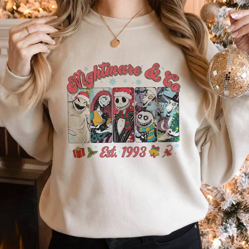 Nightmare Before Christmas Sweatshirt, Jack Skelling And Sally Christmas Sweatshirt, Lock Shock Barrel, Oogie Boogie Christmas Shirt, Xmas Gifts The Pumpkin King Of Rughing