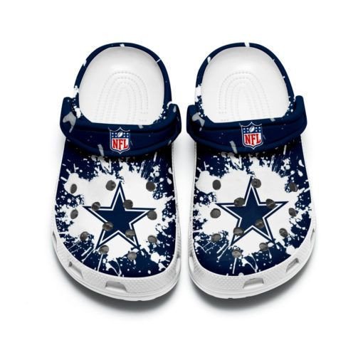 Dallas Cowboys Navy Crocs Crocband Clog Comfortable Water Shoes