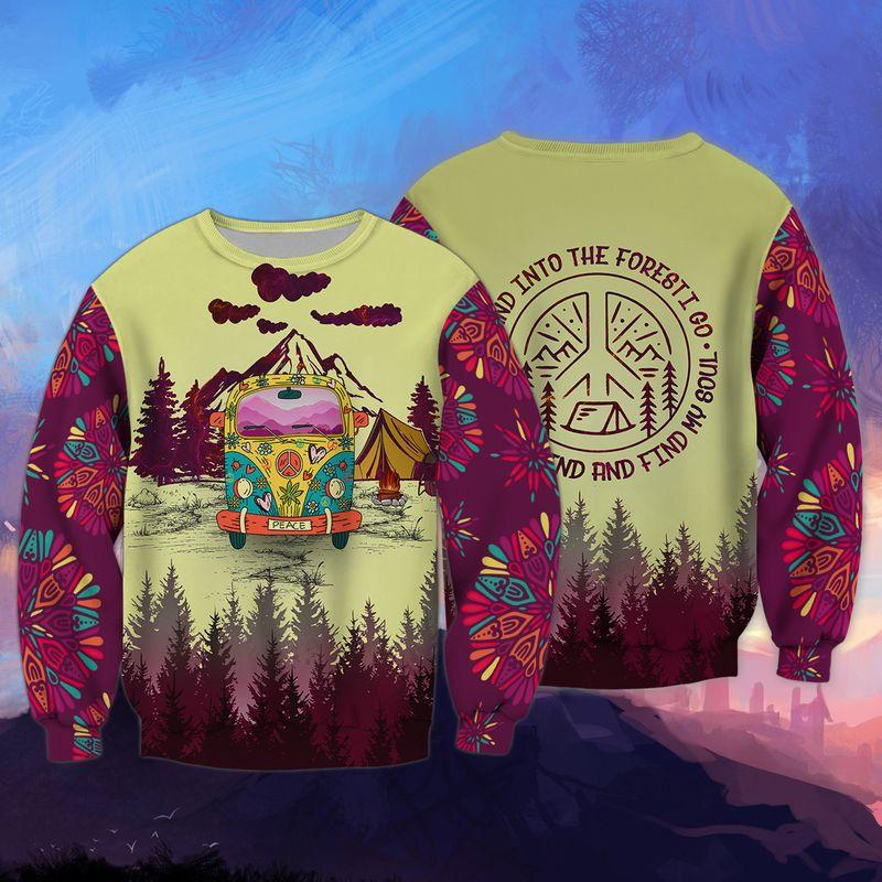 Campervan Into Forest Hippie Camping 3D Sweatshirt