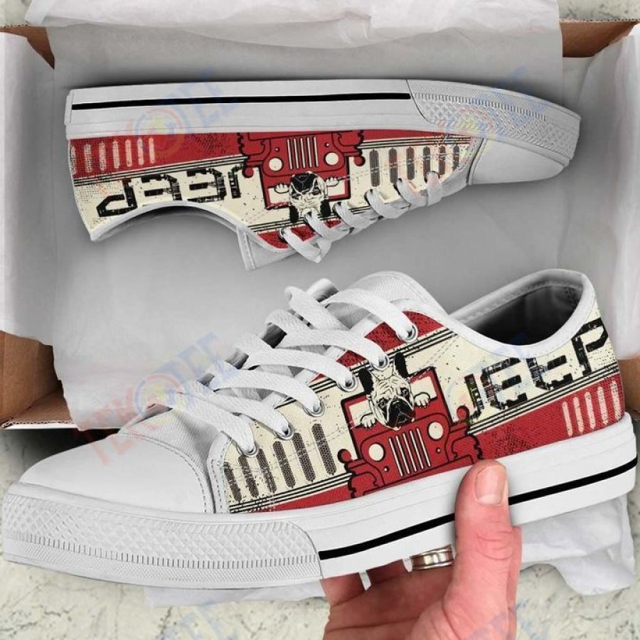 Mens Womens Jeep French Bulldog Low Top Shoes Custom Print Footwear Converse Sneakers TMT357