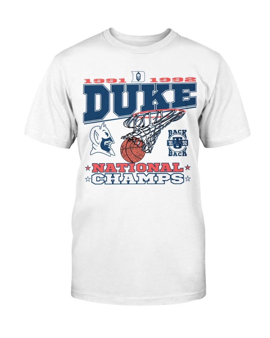 Vintage 1992 Duke Blue Devils Back To Back National Champs Souvenir T Shirt 082021