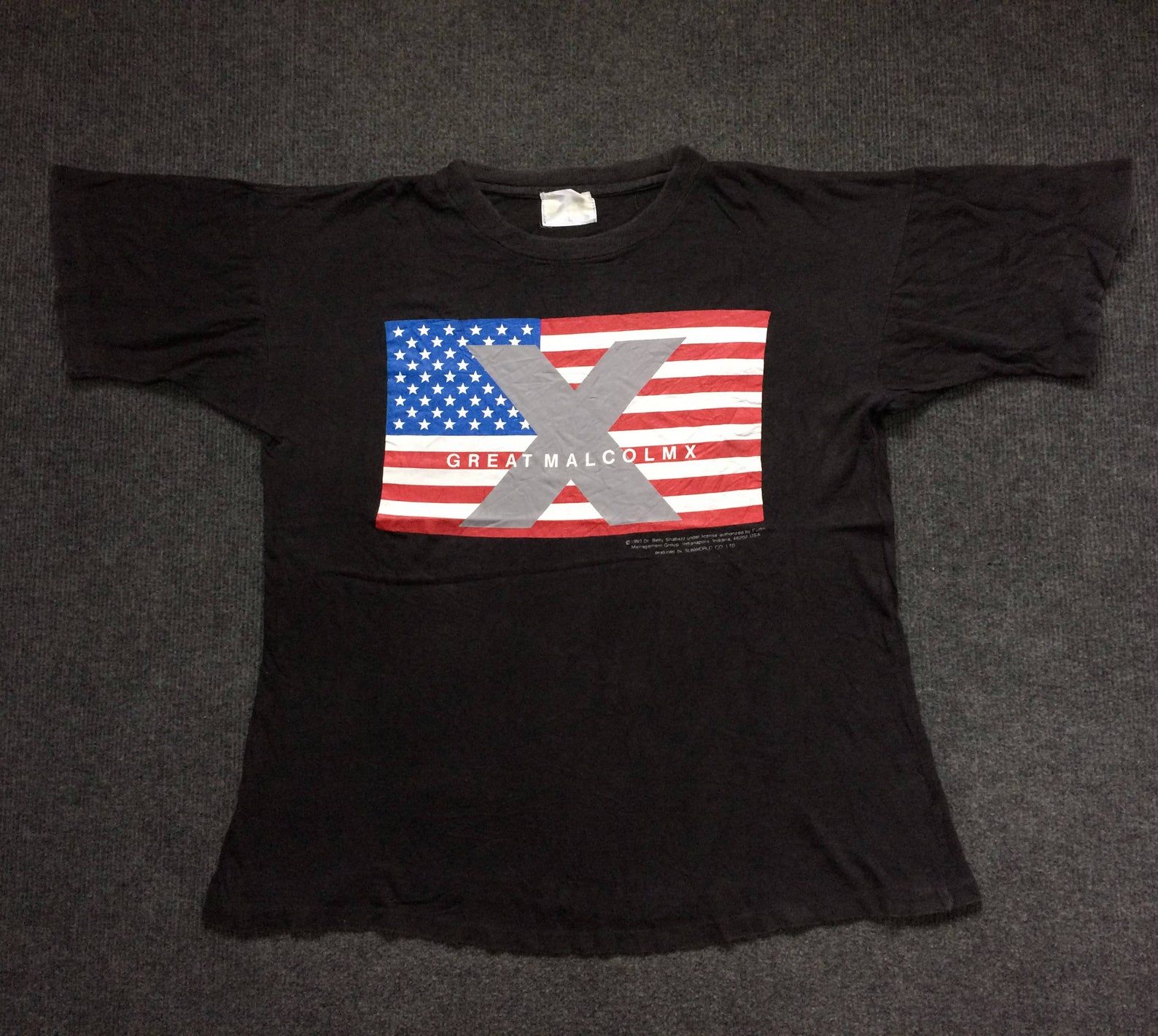 Vintage Great Malcolm X 90s Usa Flag Promo Tour Rare T Shirt