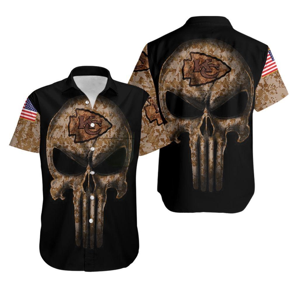 Beach Shirt Camouflage Skull Kansas City Chiefs American Flag Hawaiian Shirt