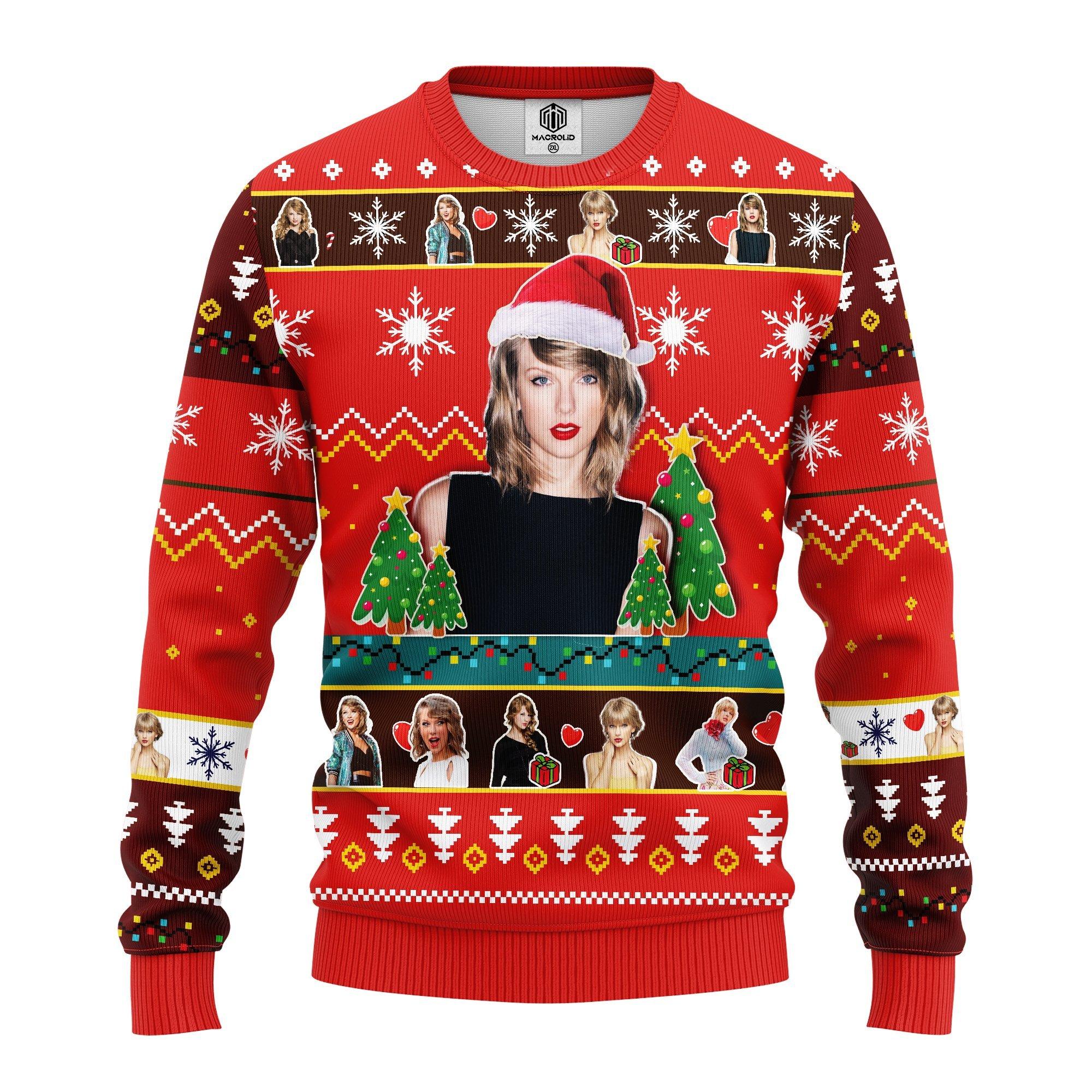 Buy Xmas Taylor Swift Singer Gift, Santa Taylor Swift Ugly Christmas Sweater 12