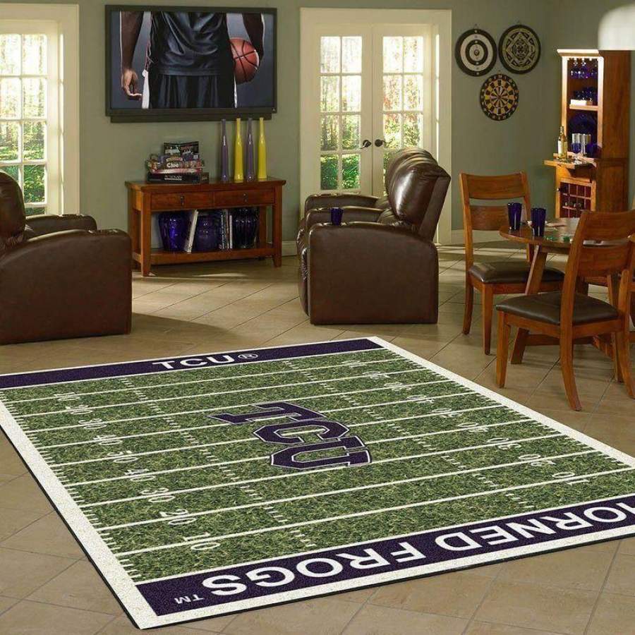 TCU Horned Frogs Home Field Area Rug, Football Team Logo Carpet, Living Room Rugs Floor Decor F102198