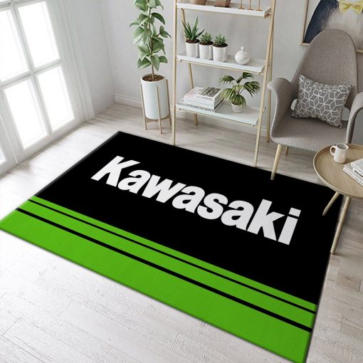 Kawasaki Logo Black And Green Rug All Over Print Logo Custom Area Rug Carpet Full Sizes Home Living Rug Carpet Decor